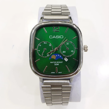 Cassiio Analog Men's Watch – Green Dial with Stainless Steel Strap, 50M Water Resistant