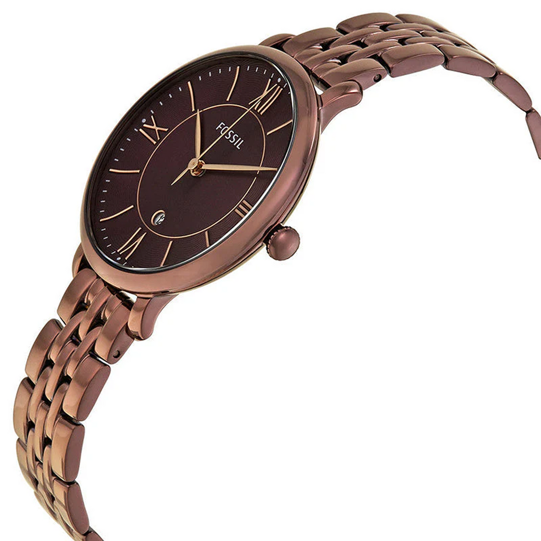 Foossiil Jacqueline Brown Dial Brown Steel Strap Watch for Women