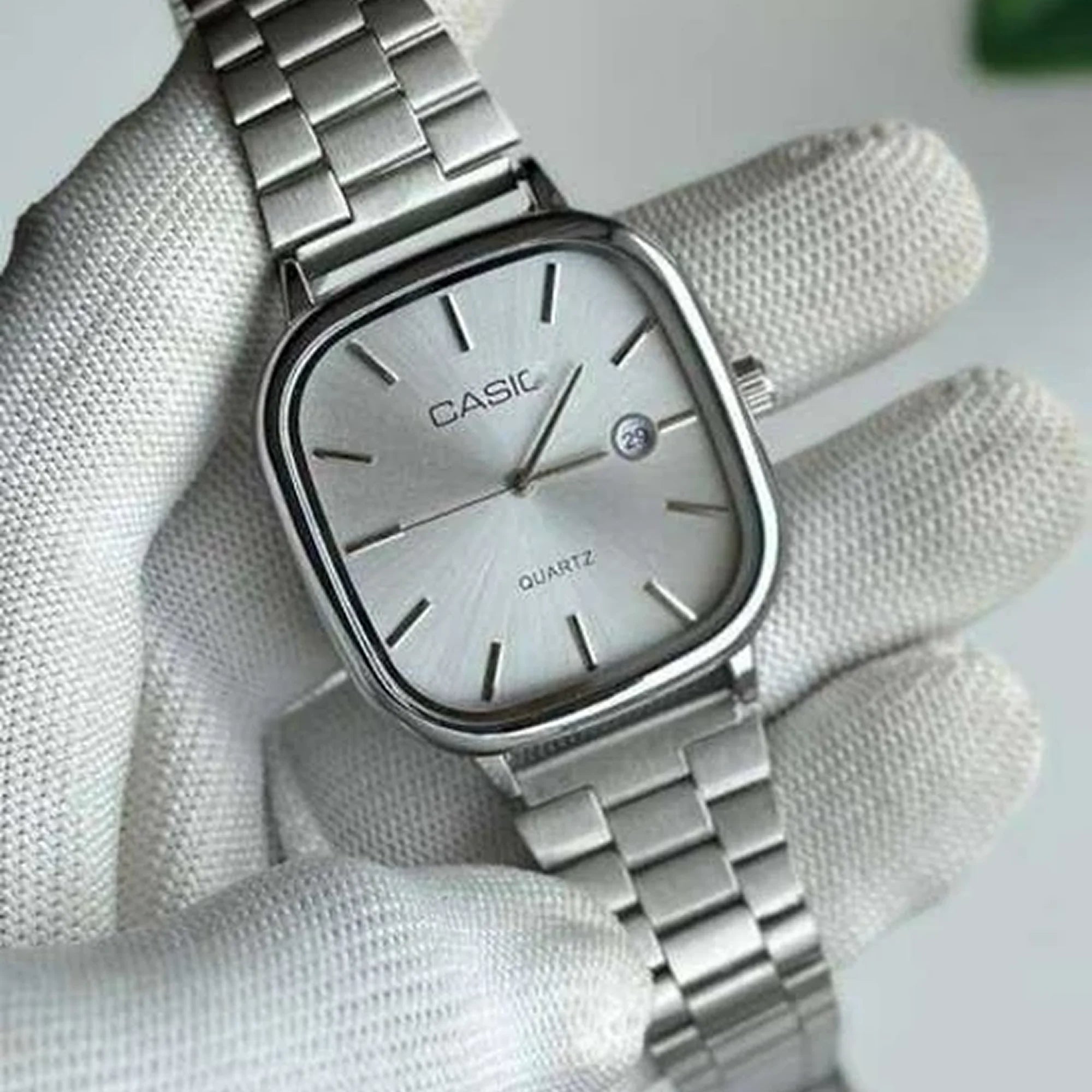 Cassio Quartz Watch Vintage Pearl Silver