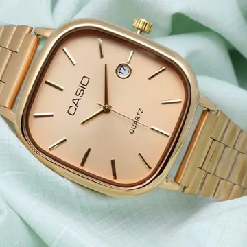 Cassiio Quartz Rose Gold Dial Square Watch – Classic Analog Design