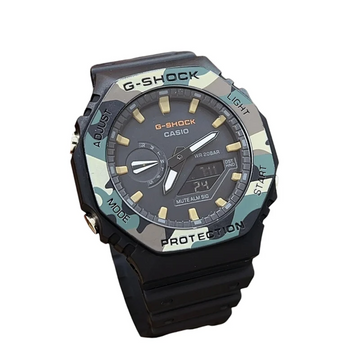 Cassiio G-Shhoock Camouflage Bezel Analog-Digital Watch – Military Black, 200M Water Resistant